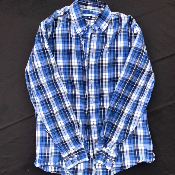 Blue plaid button down - Picture 1 of 4